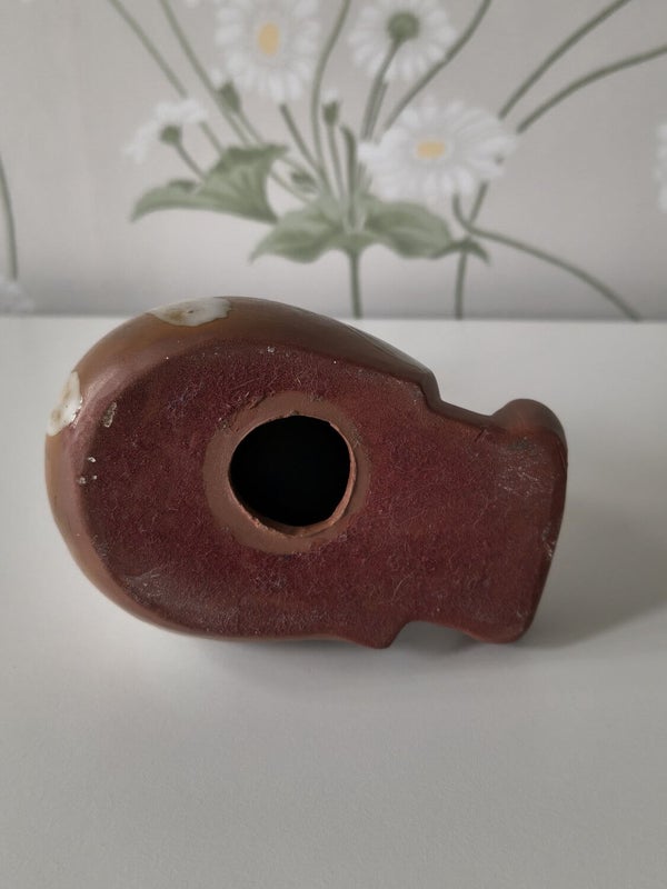 Vintage keraaminen figuuri, hahmo maljakolla